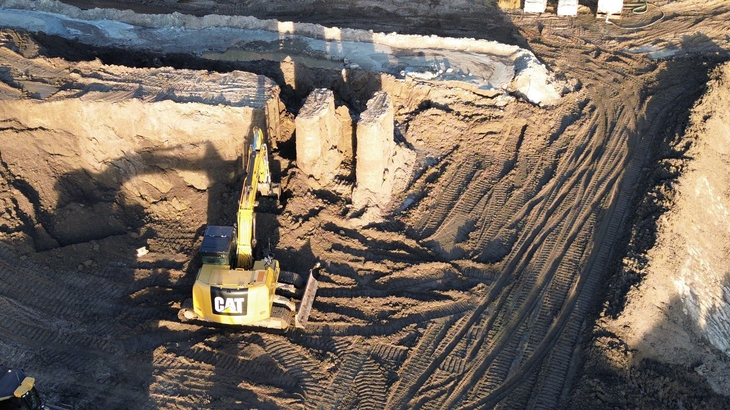 Excavating MIP test panels for core samples